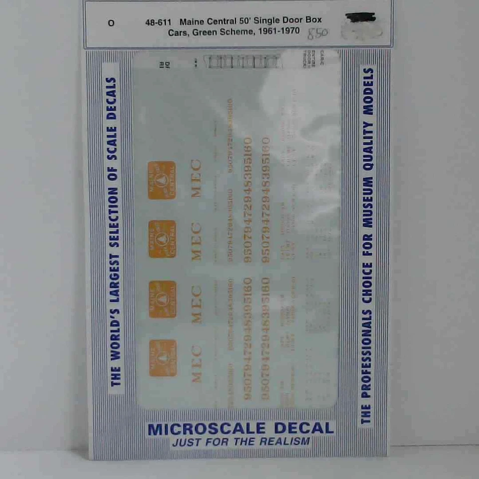 Microscale O Scale Decals: MAINE CENTRAL, BOXCAR, 50' SINGLE DOOR GREEN SCHEM... - Image 1 of 1