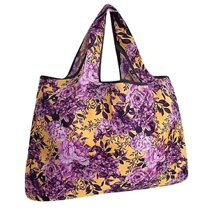 Large Foldable Nylon Reusable Grocery Tote Bag Lightweight Shopping Bag - Picture 1 of 6