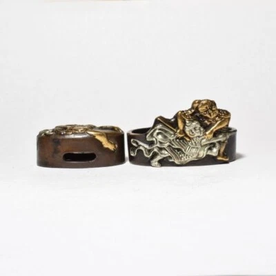 Espada japonesa Fuchi Kashira guardia órtesis empuñadura decorativa arte samurai envío gratuito Foto 1 de 4