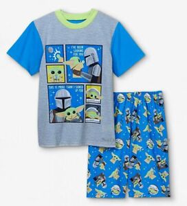 Baby Yoda Boys Pajamas Star Wars The Mandalorian Shirt Shorts Set Size M (B248)