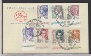 2002 Repubblica italiana first day cover cavallino donna nell'arte 7 valori - Picture 1 of 1