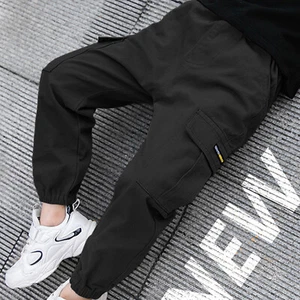 Kids Boys Elastic Waistband Cargo Dungarees Pants Sports Casual Jogger Trousers - Picture 1 of 12