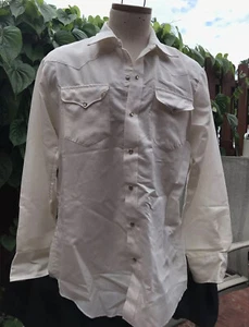 Vtg Mesquite Cowboy Dress Shirt Sz 16.5 Pearl Snaps Distressed Yoke Worn Grunge - Picture 1 of 11