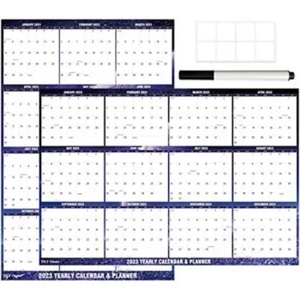 24" x 36" 4 Pack  DLY Oasis 2023 Wall Calendar Dry Erase Purple Moon Starry Sky - Picture 1 of 14