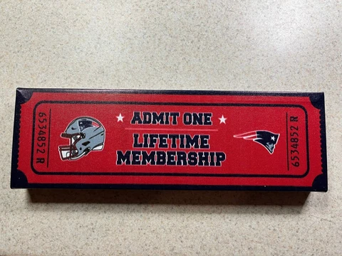 NFL NEW ENGLAND PATRIOTS *Admit One* Lifetime Membership Ticket Canvas Decor Cover