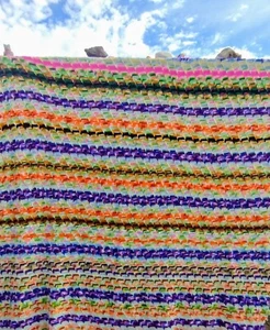GIANT AFGHAN GRANNY BLANKET XL Hand Crochet 130” x 90” 70's CottageCore Cabin - Picture 1 of 6