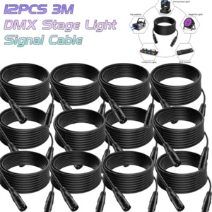 1-10PC 10ft/3m Stage Par Can Light Cable XLR 3 Pin DMX512 Signal Wire Connection - Picture 1 of 16