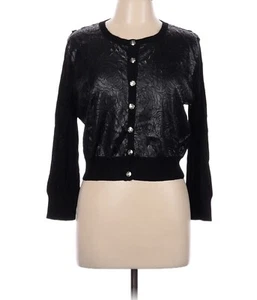 Karl Lagerfeld Womens Cardigan Sweater Sz Large Laser Cut Rose Floral Pattern - Picture 1 of 9