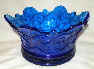 Piatto caramelle grande 8 3/4” vintage Fostoria vetro blu cobalto linea corona navarra - Foto 1 di 5