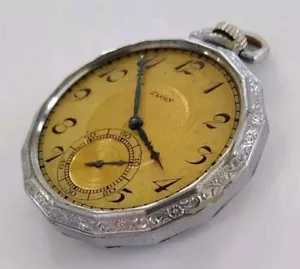 1925 Elgin 12s Grade 315 Pocket Watch Unique Tornado Engraved Case Running - Picture 1 of 7