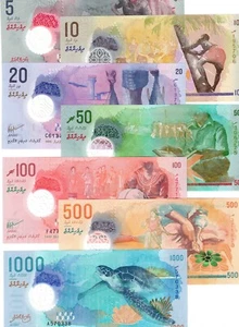 2015 - 2022 Maldives Banknote UNC P26 to P31 5 to 1000 Rufiyaa Polymer Full Set - Picture 1 of 2