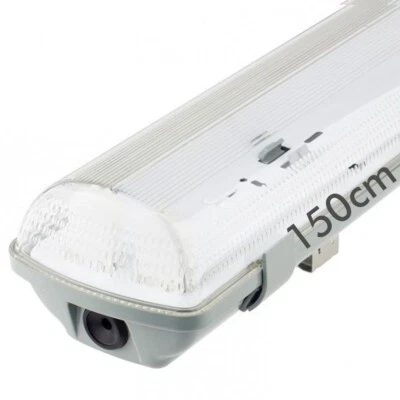 LED Feuchtraumleuchte 2x 150cm T8 Röhre Edelstahl PC Wannenleuchte IP65 IK08 - Bild 1 von 4