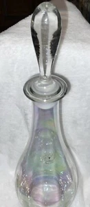 Iridescent Handblown Clear Glass Tuscany Tall Heavyweight Decanter Vintage - Picture 1 of 24