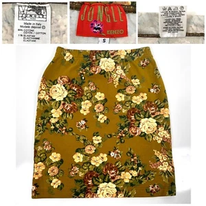 Kenzo Jungle Womens Brown Floral Stretch Cotton Elastane Mini Skirt Size SMALL - Picture 1 of 13