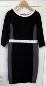 Boden Size 16 Ladies Smart Dress Black White Grey Shift - Picture 1 of 6