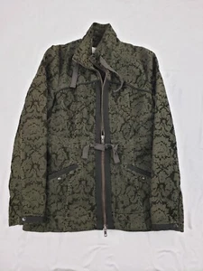 HEI HEI Full Zip Up Collared Lined Green Flroal Basic Jacket Women's Extra Small - Picture 1 of 21