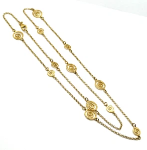 Vintage Bronzallure by Milor Italy Swirl Disk Station Necklace Gold Plated 36" - Picture 1 of 9