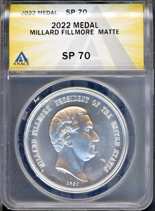 2022 1 oz Silbermedaille Millard Fillmore Matte Finish ANACS # 793505 + Bonus - Bild 1 von 2