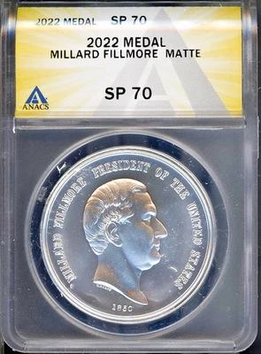 2022 1 oz Silver Medal Millard Fillmore Matte Finish ANACS # 7953505 + Bonus - Image 1 of 2