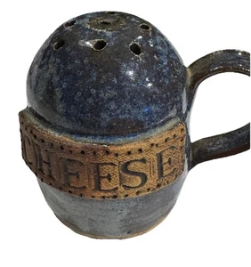 Handmade Stoneware Cheese/Spice Shaker. Opening On Side Cork Stopper Blue Rare - Picture 1 of 7