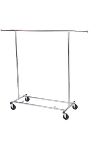 Estante de ropa plegable de un solo riel cromado para vendedor - Imagen 1 de 2