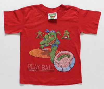 Rare Teenage Mutant Ninja Turtles Baseball Shirt 1992 VTG sz L TMNT Play Ball! - Image 1 of 3