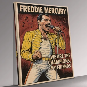 Freddie Mercury Champions Tribute Canvas Print Wall Art Picture - Picture 1 of 7