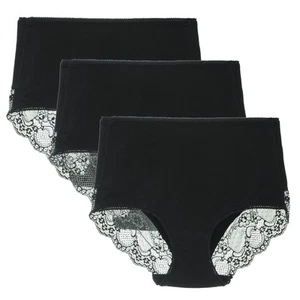 Lace Underwear for High Waisted Brief Comfort Cotton Full Coverage No Roll Pa... - Picture 1 of 6