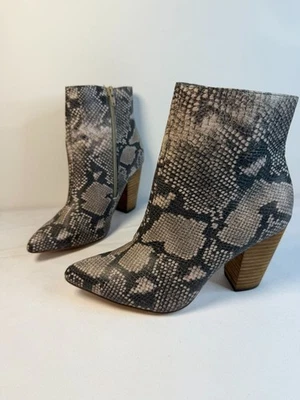 Carlos Santana Tibbie Mujer Talla 7M Botines Naturales Piel de Serpiente Tacón Bloque Foto 1 de 4