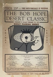 Programa de Torneos de Golf Clásicos Bob Hope Desert 1974 De Colección - Imagen 1 de 4