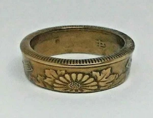 50 YEN JAPANESE  COIN RING Powder Coated Gold color SIZE 3-8  Whats your size - Picture 1 of 3