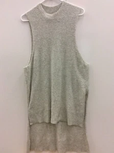 Love Scarlett Women's High Neck Sleeveless Sweater Side Slits, Fog Heather, S - Picture 1 of 4