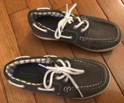 Kids Sonoma Gray Blue Tie Boat Shoes Deck Loafers Boys Size 12 - Image 1 of 4