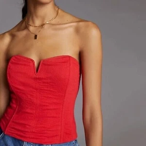 Nuevo con etiquetas Top Bustier Anthropologie Porridge sin tirantes en rojo para mujer talla grande - Imagen 1 de 7
