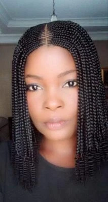 Elegante Peluca Trenzada de Encaje Completo Cornrow Hecha a Medida Caja Trenzas Foto 1 de 4