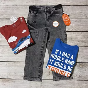 Toddler Boy Outfit Size 4T. NWT! Jeans And Two Short Sleeve T-Shirts. 3 Pieces - Picture 1 of 14