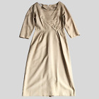 Alison Ayers Linen Dress Womens 16 Beige Vintage 60s Union Label USA Long Sleeve