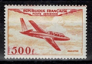 FRANCE YVERT AIR POST 32 SCOTT C 31 " PLANE MAGISTER 500F 1954 " MNH VF Y312 - Picture 1 of 1
