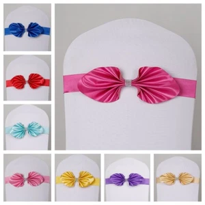 10 PEZZI Elegante Elastico Plastica Fiocco Fascia Coprisedia Banchetto Festa Decorazione - Foto 1 di 12