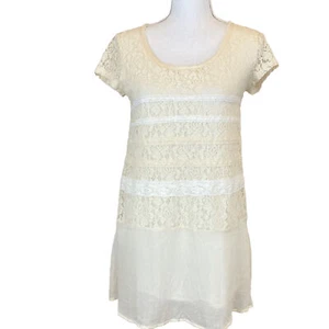 Anthropologie Meadow Rue Cream Nightfall Lace Tunic Blouse Size XS - Picture 1 of 6