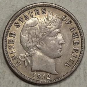 1912-S Barber Dime, Almost Uncirculated - Discounted Better Date     1223-06 - Picture 1 of 3
