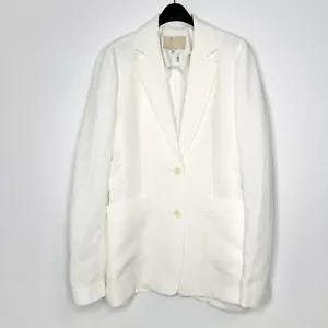 The Author White Linen Blend Le Single Relaxed Fit Blazer Jacket Sz S NWT $310 - Picture 1 of 12