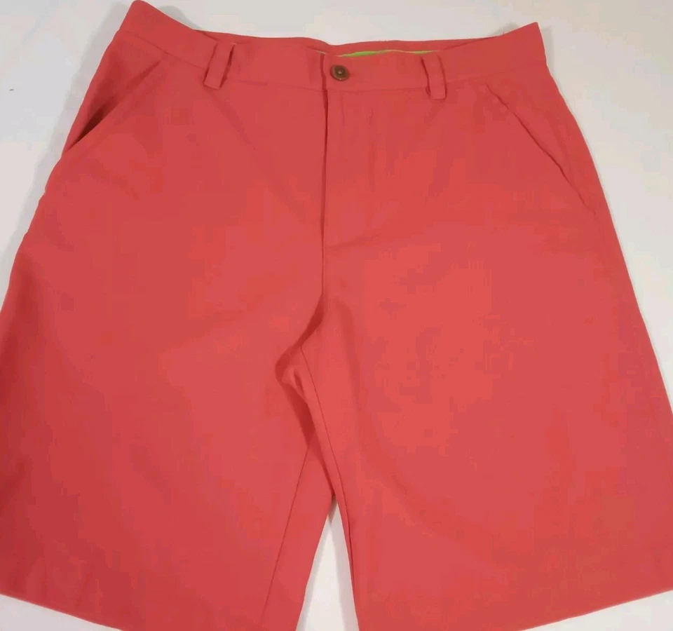 Pantalones Cortos de Golf IZOD Hombres Talla 32 Naranja Ligeros Frente Plano 10" Bolsillos entrepierna  Foto 1 de 4