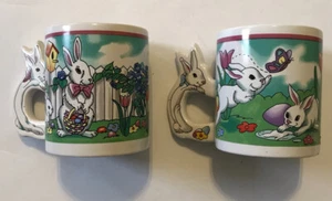 Porzellan Vintage Kaninchen Henkel Design Kaffeetassen 2er Set - Bild 1 von 3