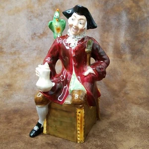 Arthur Bowker Long John Silver Pirate Figurine Parrot England 7.5" Vintage China - Picture 1 of 9