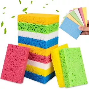 12 Pcs Compressed Kitchen Sponges Non-Scratch Scrub Sponges for Dishes Cleaning - Picture 1 of 7
