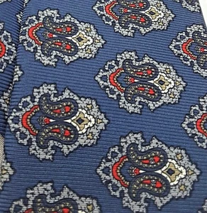 58" Christian Dior Silk Tie Made USA, Italian Fabric, Paisley Medallion on Gray - Picture 1 of 3