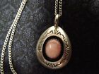 Vintage Navajo Sterling Silver Apricot Agate Pendant Necklace Signed Ag Goodluck