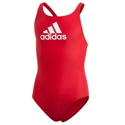 Adidas Rendimiento Niños Niñas Bañador Traje de Baño Chándal Rojo Blanco - Imagen 1 de 3