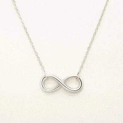 LAVISHE Infinity Eternity Love Rhodium Plated Plain Sterling Silver Necklace - Image 1 of 4